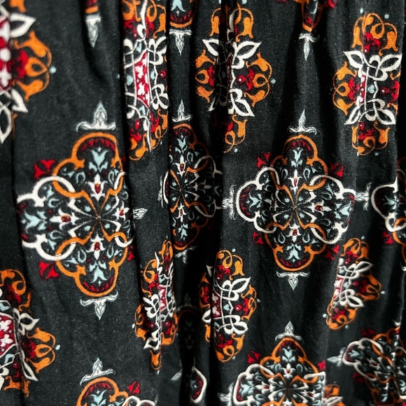 BOHO Mixed Print Rayon Long Sleeve Mini Shirtdress - Picture 9 of 16